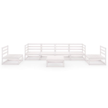 7 pcs conjunto lounge de jardim pinho maciço branco