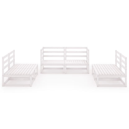 6 pcs conjunto lounge de jardim pinho maciço branco