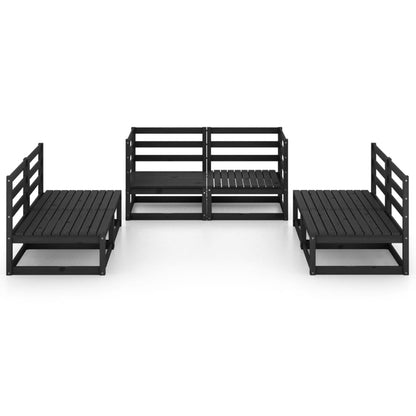 6 pcs conjunto lounge de jardim pinho maciço preto