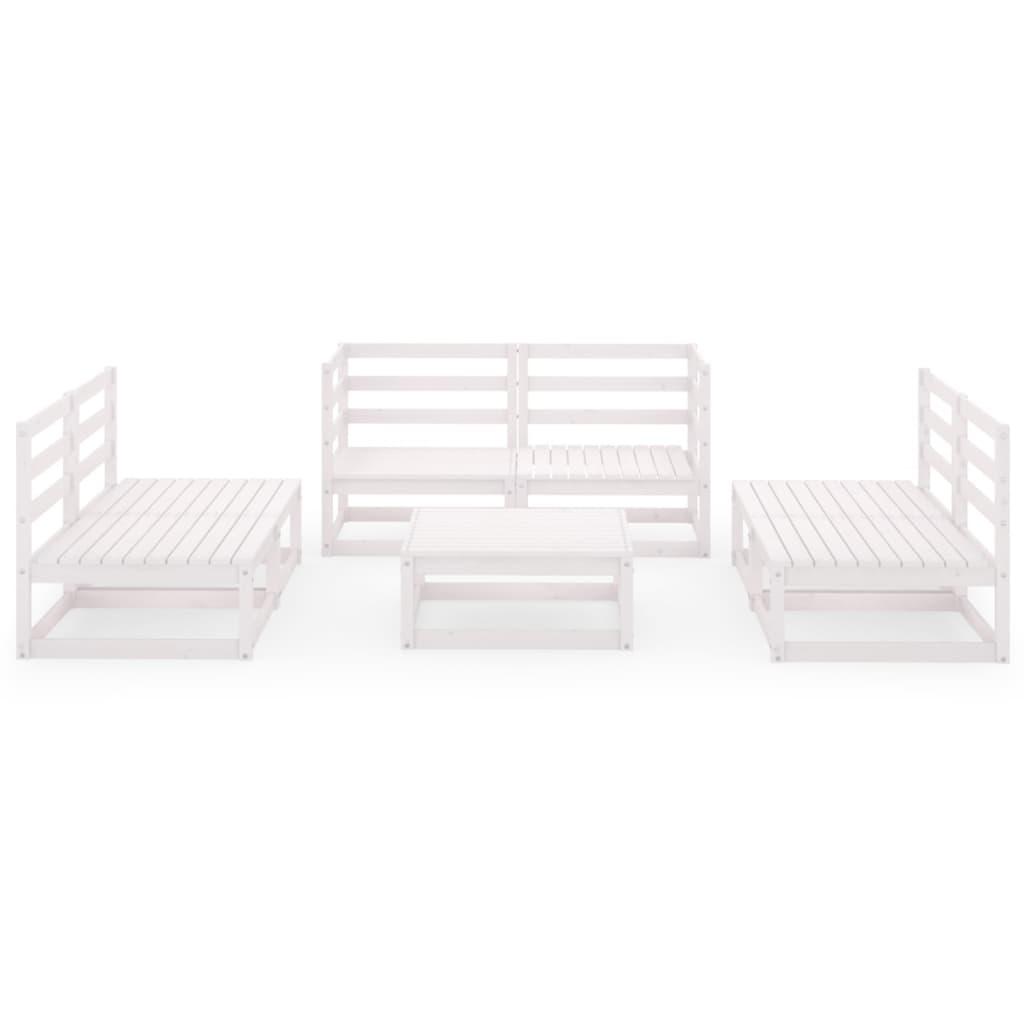 7 pcs conjunto lounge de jardim pinho maciço branco