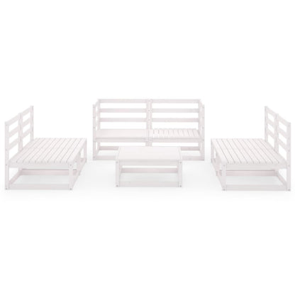 7 pcs conjunto lounge de jardim pinho maciço branco