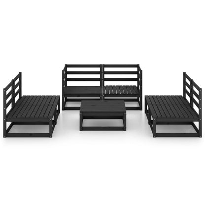 7 pcs conjunto lounge de jardim pinho maciço preto