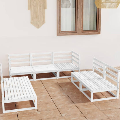 7 pcs conjunto lounge de jardim pinho maciço branco