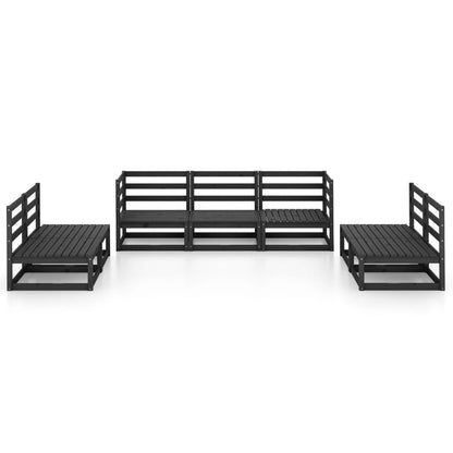 7 pcs conjunto lounge de jardim pinho maciço preto