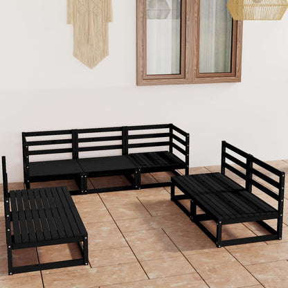 7 pcs conjunto lounge de jardim pinho maciço preto