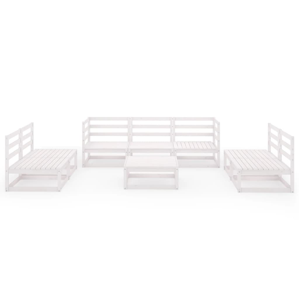 8 pcs conjunto lounge de jardim pinho maciço branco