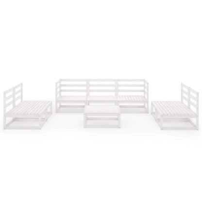 8 pcs conjunto lounge de jardim pinho maciço branco