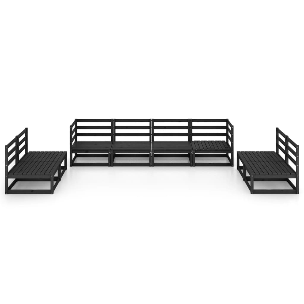 8 pcs conjunto lounge de jardim pinho maciço preto