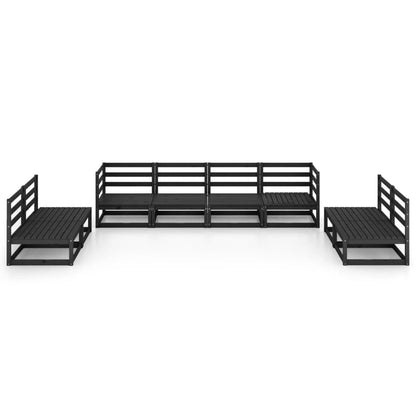 8 pcs conjunto lounge de jardim pinho maciço preto