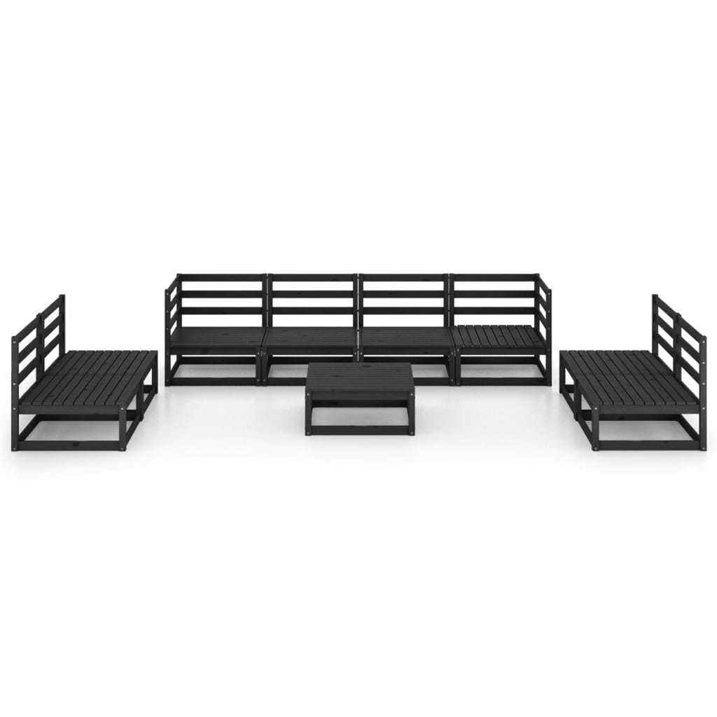 9 pcs conjunto lounge de jardim pinho maciço preto