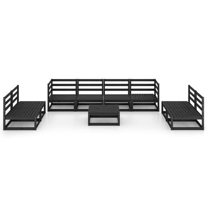 9 pcs conjunto lounge de jardim pinho maciço preto