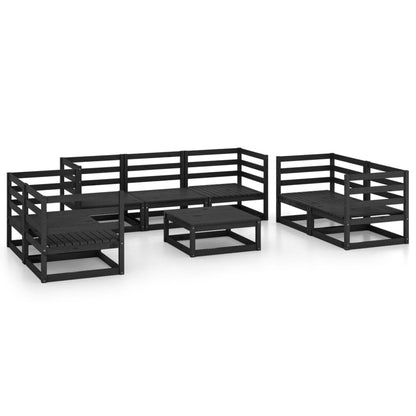 8 pcs conjunto lounge de jardim pinho maciço preto