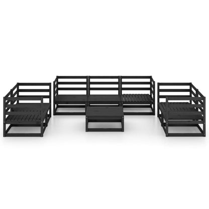 8 pcs conjunto lounge de jardim pinho maciço preto