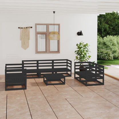 8 pcs conjunto lounge de jardim pinho maciço preto