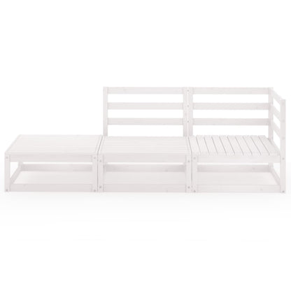 3 pcs conjunto lounge de jardim pinho maciço branco