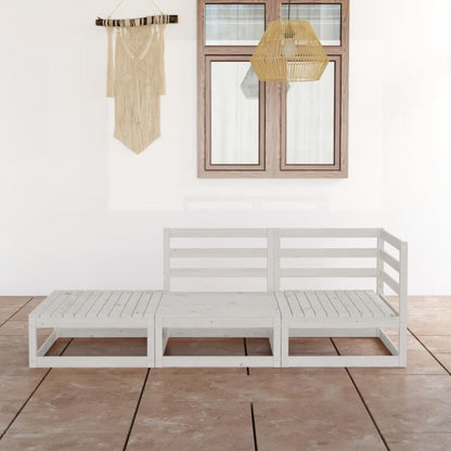 3 pcs conjunto lounge de jardim pinho maciço branco