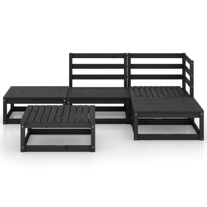 5 pcs conjunto lounge de jardim pinho maciço preto