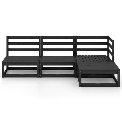 4 pcs conjunto lounge de jardim pinho maciço preto