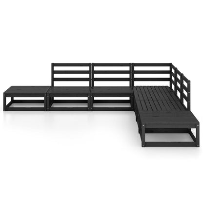 7 pcs conjunto lounge de jardim pinho maciço preto