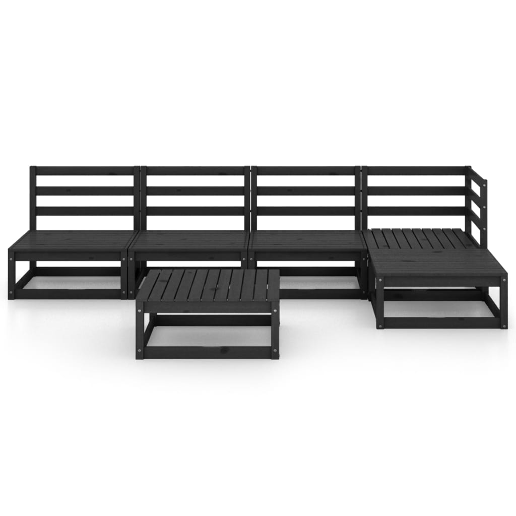 6 pcs conjunto lounge de jardim pinho maciço preto