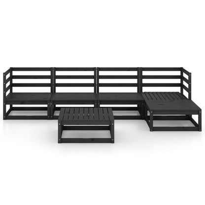 6 pcs conjunto lounge de jardim pinho maciço preto