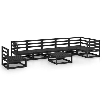 8 pcs conjunto lounge de jardim pinho maciço preto