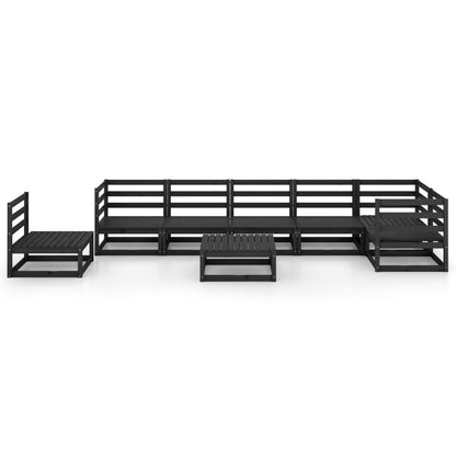 8 pcs conjunto lounge de jardim pinho maciço preto