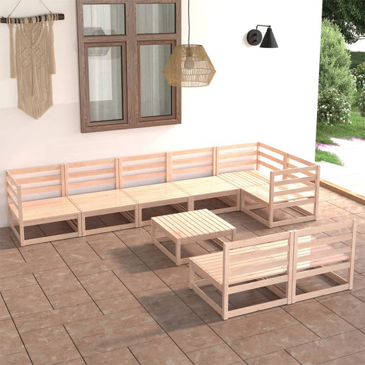 9 pcs conjunto lounge de jardim pinho maciço