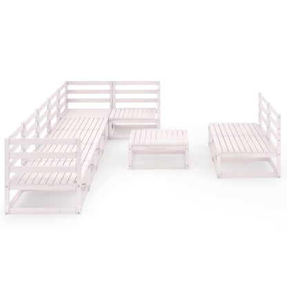 9 pcs conjunto lounge de jardim pinho maciço branco