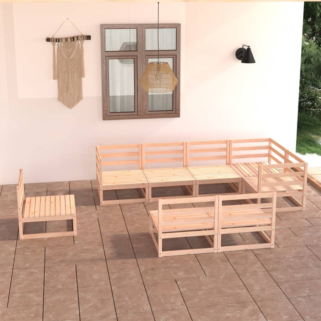 8 pcs conjunto lounge de jardim pinho maciço