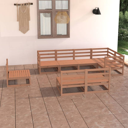 8 pcs conjunto lounge de jardim pinho maciço castanho mel