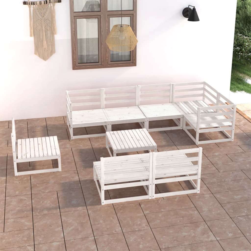 9 pcs conjunto lounge de jardim pinho maciço branco