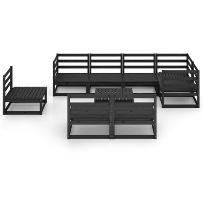 9 pcs conjunto lounge de jardim pinho maciço preto