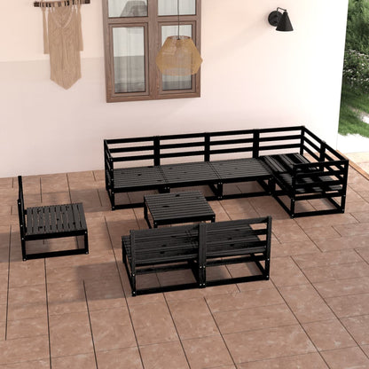 9 pcs conjunto lounge de jardim pinho maciço preto