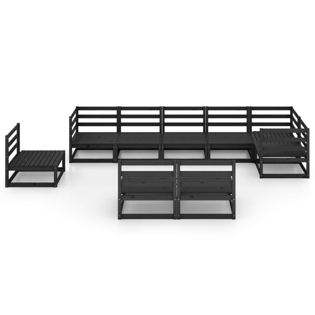 9 pcs conjunto lounge de jardim pinho maciço preto