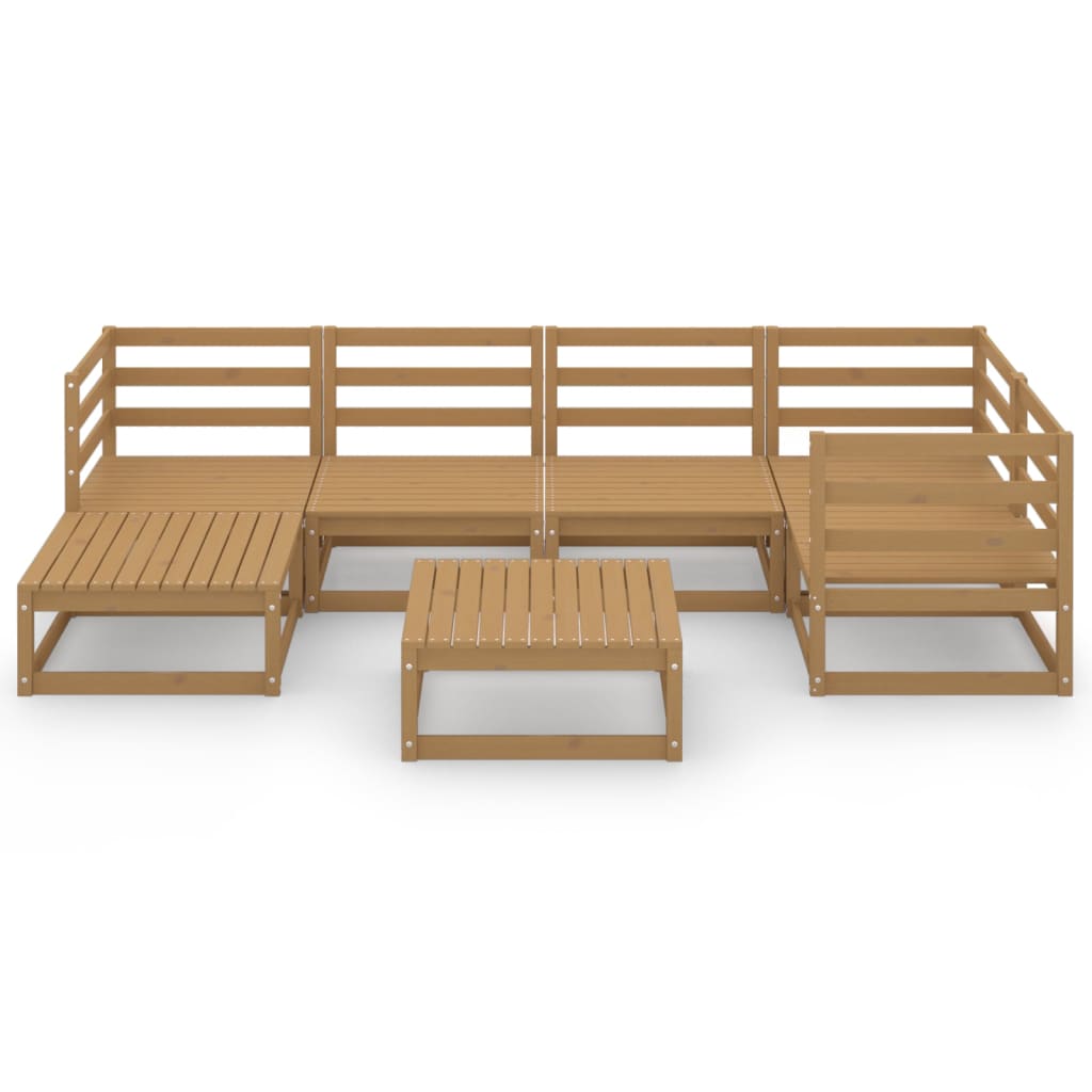 7 pcs conjunto lounge de jardim pinho sólido castanho mel