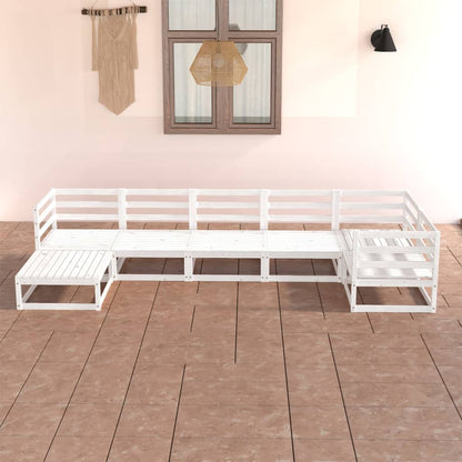 7 pcs conjunto lounge de jardim pinho sólido branco