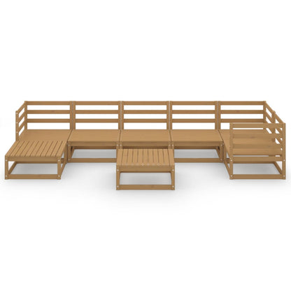 8 pcs conjunto lounge de jardim pinho sólido castanho mel