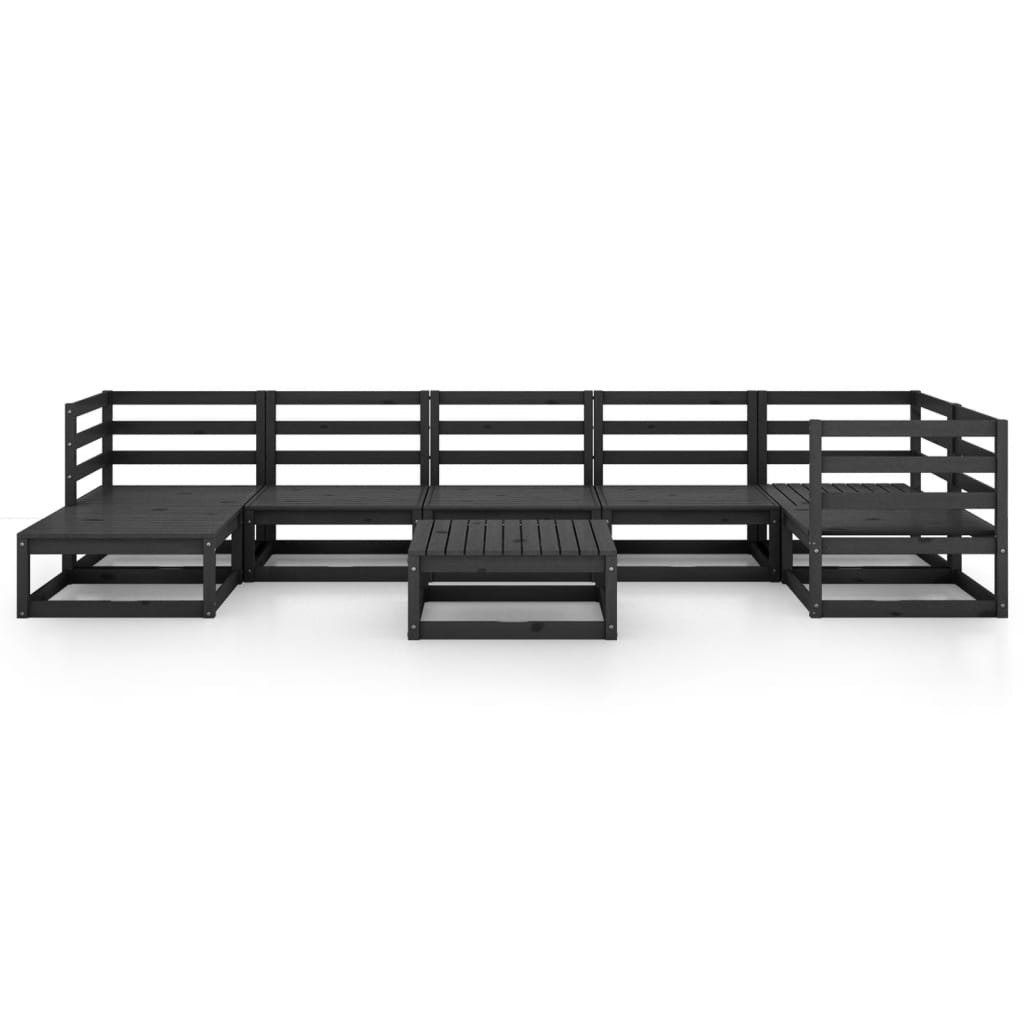 8 pcs conjunto lounge de jardim pinho maciço preto