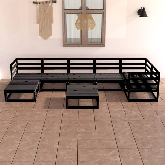 8 pcs conjunto lounge de jardim pinho maciço preto