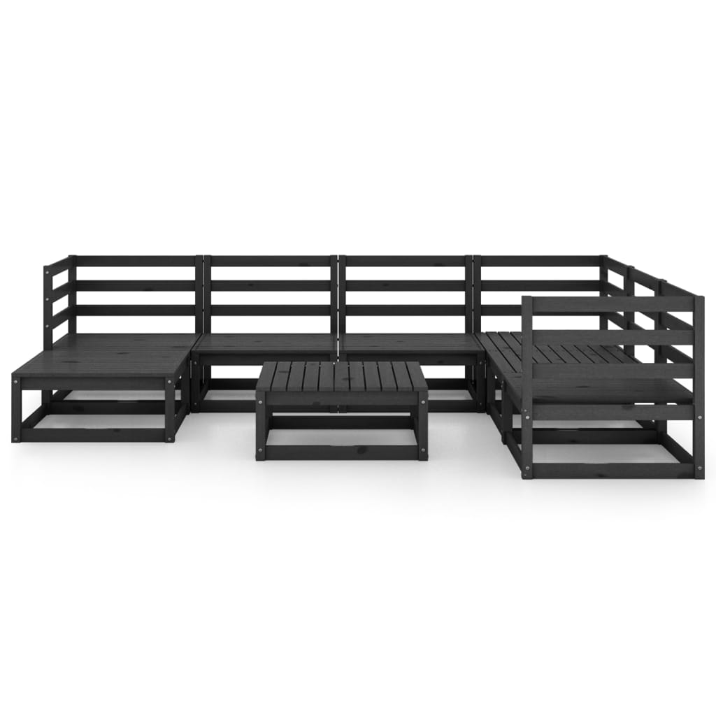 8 pcs conjunto lounge de jardim pinho maciço preto