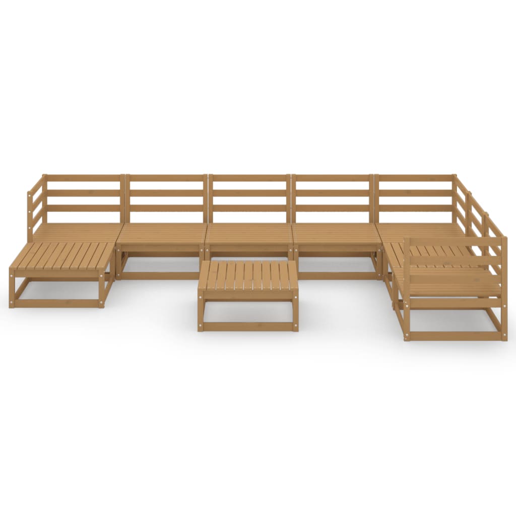 9 pcs conjunto lounge de jardim pinho sólido castanho mel