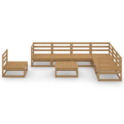 8 pcs conjunto lounge de jardim pinho sólido castanho mel