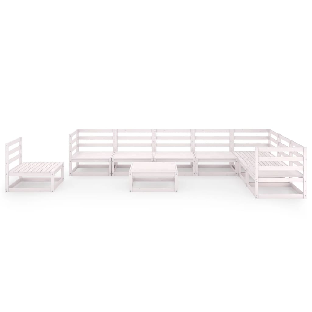 9 pcs conjunto lounge de jardim pinho sólido branco