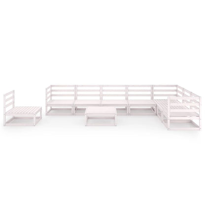 9 pcs conjunto lounge de jardim pinho sólido branco