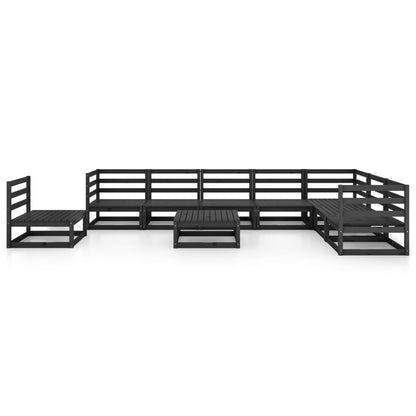 9 pcs conjunto lounge de jardim pinho maciço preto