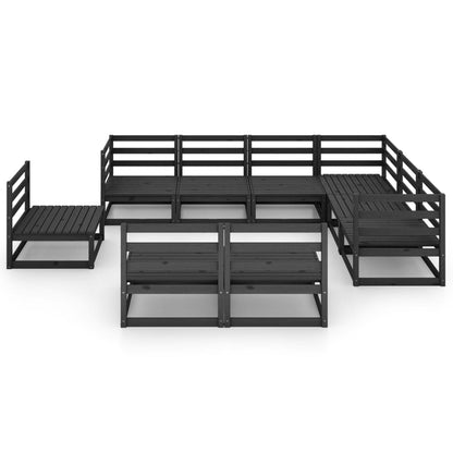 9 pcs conjunto lounge de jardim pinho maciço preto