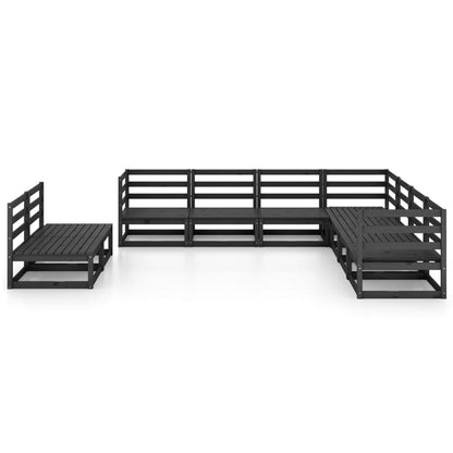 9 pcs conjunto lounge de jardim pinho maciço preto