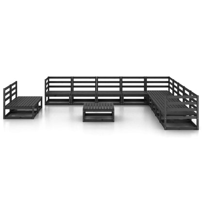 12 pcs conjunto lounge de jardim pinho maciço preto