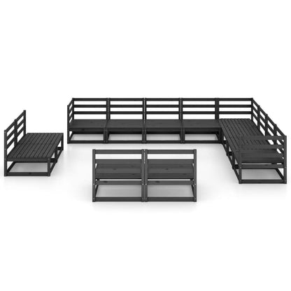 12 pcs conjunto lounge de jardim pinho maciço preto